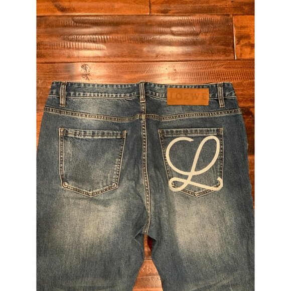 Loewe Blue Stonewashed Tapered Leg Logo Pocket Jeans, Size 38 - Picture 6 of 7
